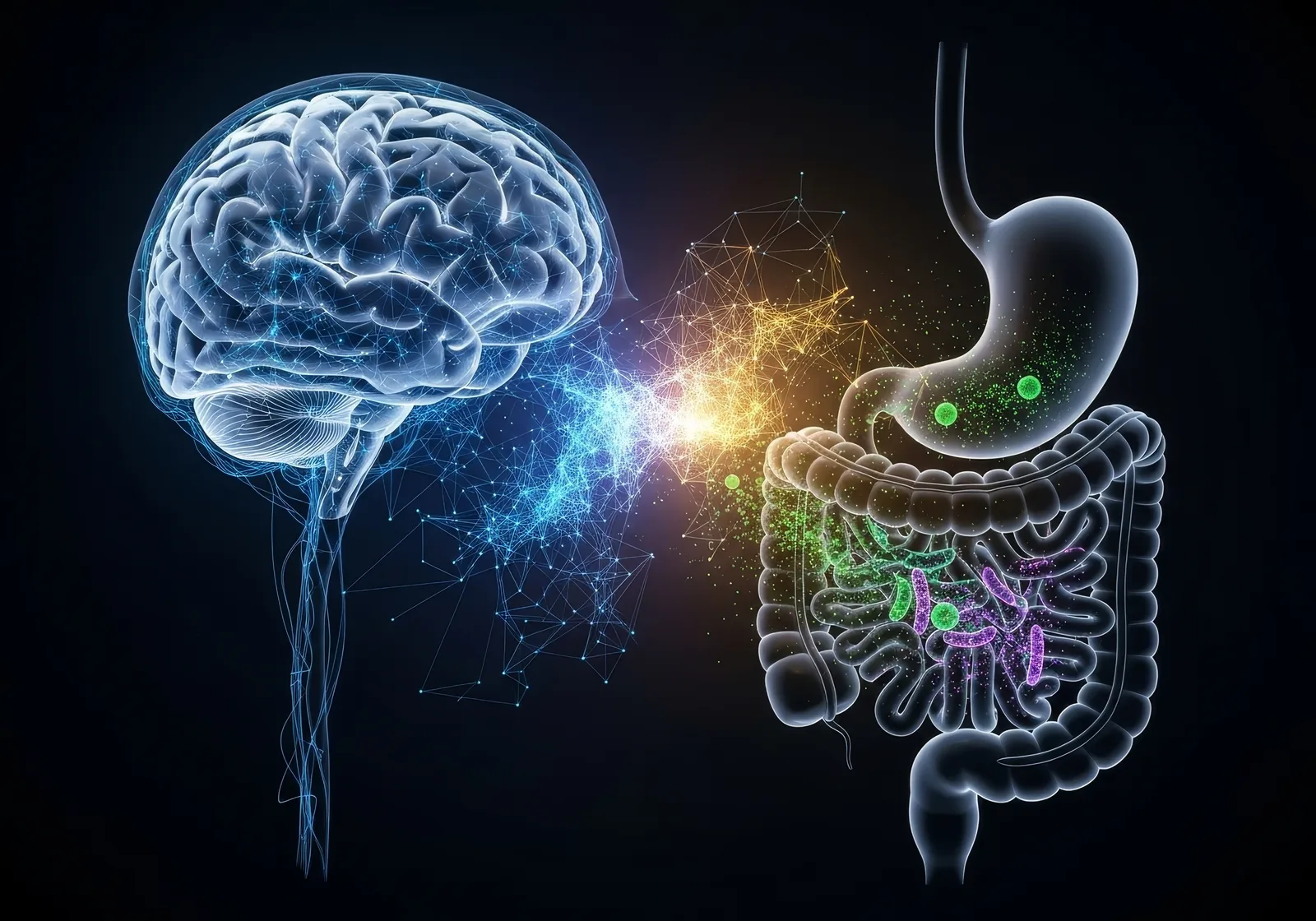 The brain and the gut, linked by a band of light