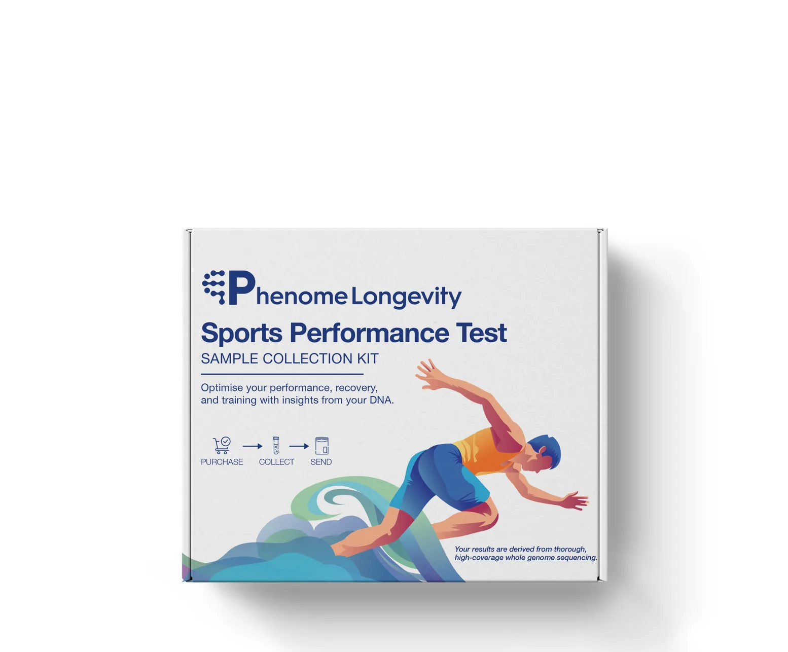 The Sports Performance Test with the PhenomeTech Band's orange Ember strap looped over it, on black