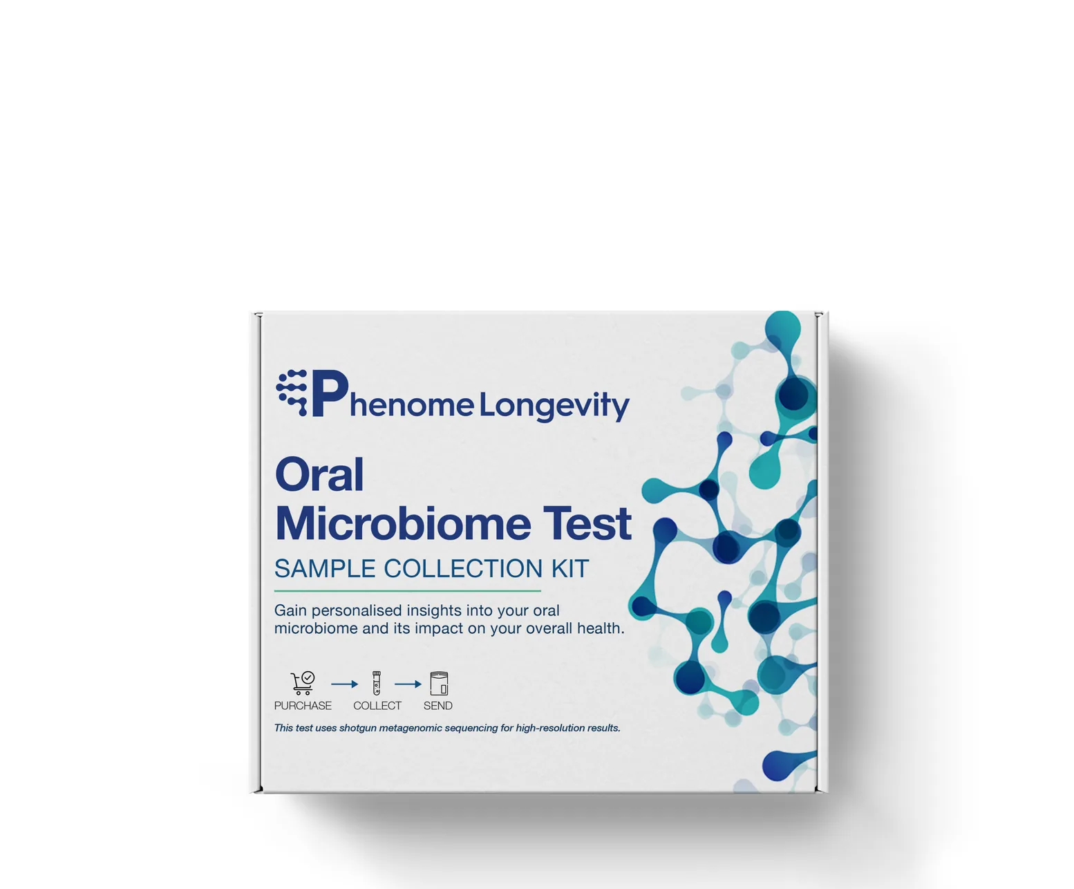 A hand holding up the Oral Microbiome Test